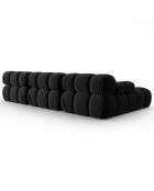 Canapé Modulable Gauche en Velours Tropea 4 Places noir - 285x157x63 cm