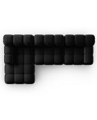 Canapé Modulable Gauche en Velours Tropea 4 Places noir - 285x157x63 cm