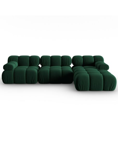 Tropea Modulares, gerades 4-Sitzer-Sofa aus Samt, flaschengrün — 285 x 157 x 63 cm