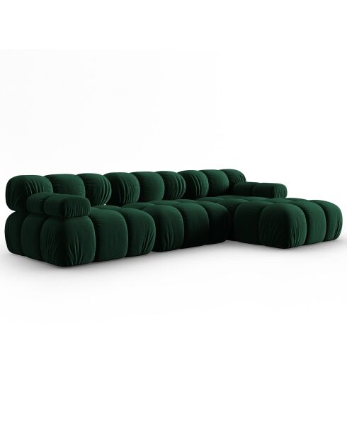 Tropea Modulares, gerades 4-Sitzer-Sofa aus Samt, flaschengrün — 285 x 157 x 63 cm