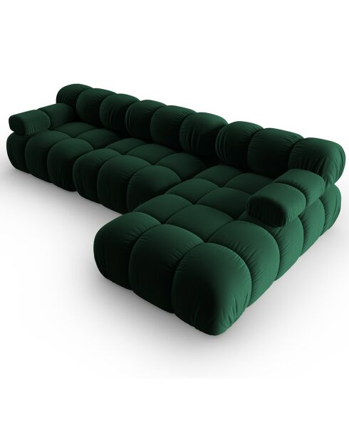Tropea Modulares, gerades 4-Sitzer-Sofa aus Samt, flaschengrün — 285 x 157 x 63 cm