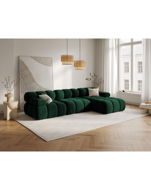 Tropea Modulares, gerades 4-Sitzer-Sofa aus Samt, flaschengrün — 285 x 157 x 63 cm
