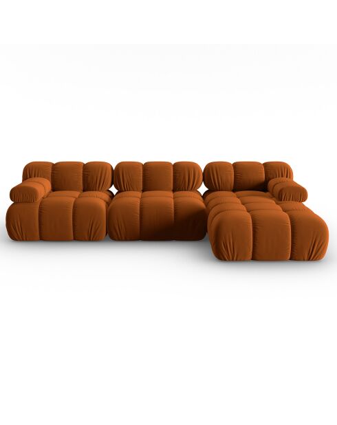 Canapé Modulable Droit en Velours Tropea 4 Places terracotta - 285x157x63 cm