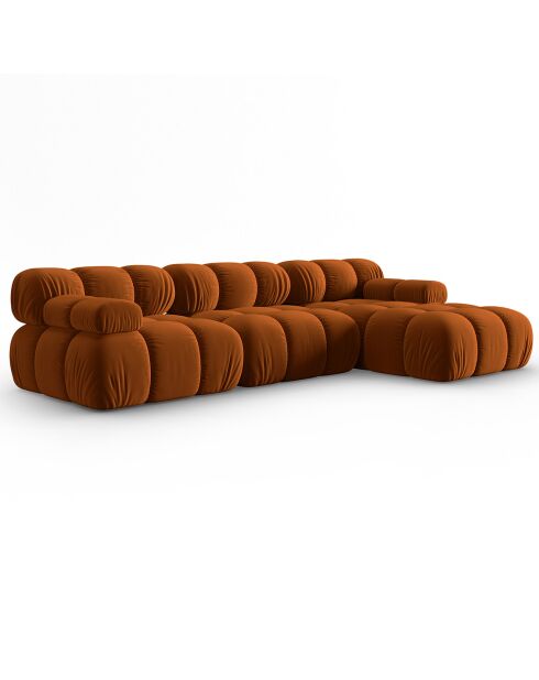 Canapé Modulable Droit en Velours Tropea 4 Places terracotta - 285x157x63 cm
