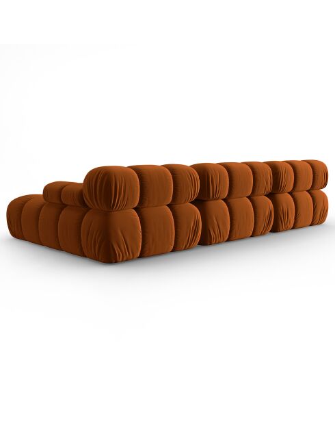 Divano rettilineo modulare Tropea a 4 posti in velluto terracotta - 285x157x63 cm