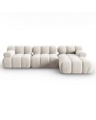 Canapé Modulable Droit en Velours Tropea 4 Places beige clair - 285x157x63 cm