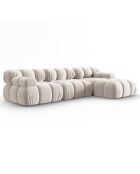 Canapé Modulable Droit en Velours Tropea 4 Places beige clair - 285x157x63 cm