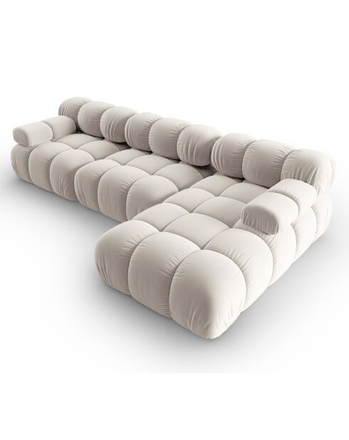 Canapé Modulable Droit en Velours Tropea 4 Places beige clair - 285x157x63 cm