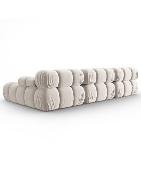 Canapé Modulable Droit en Velours Tropea 4 Places beige clair - 285x157x63 cm