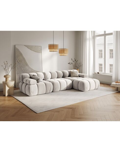 Canapé Modulable Droit en Velours Tropea 4 Places beige clair - 285x157x63 cm