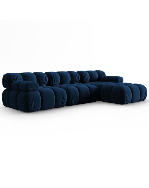 Canapé Modulable Droit en Velours Tropea 4 Places bleu roi - 285x157x63 cm