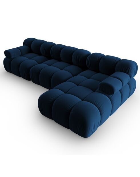 Canapé Modulable Droit en Velours Tropea 4 Places bleu roi - 285x157x63 cm