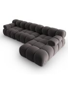 Canapé Modulable Droit en Velours Tropea 4 Places gris foncé - 285x157x63 cm