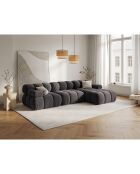 Canapé Modulable Droit en Velours Tropea 4 Places gris foncé - 285x157x63 cm