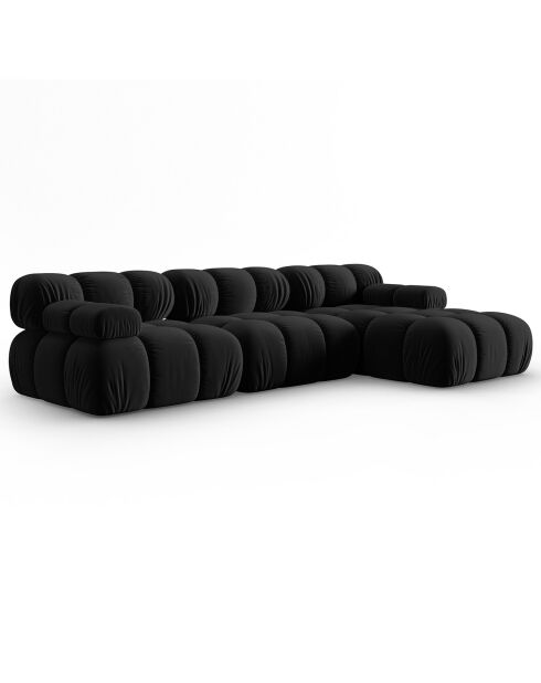 Canapé Modulable Droit en Velours Tropea 4 Places noir - 285x157x63 cm