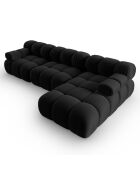 Canapé Modulable Droit en Velours Tropea 4 Places noir - 285x157x63 cm