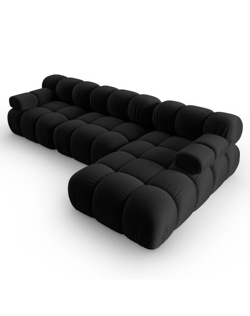 Canapé Modulable Droit en Velours Tropea 4 Places noir - 285x157x63 cm