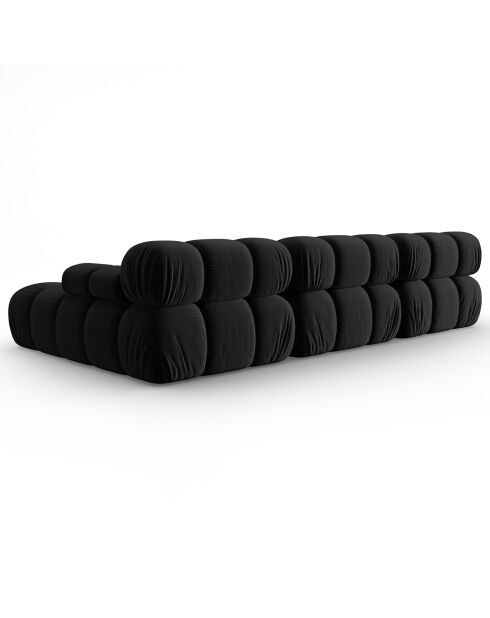 Canapé Modulable Droit en Velours Tropea 4 Places noir - 285x157x63 cm