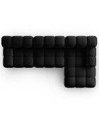 Canapé Modulable Droit en Velours Tropea 4 Places noir - 285x157x63 cm