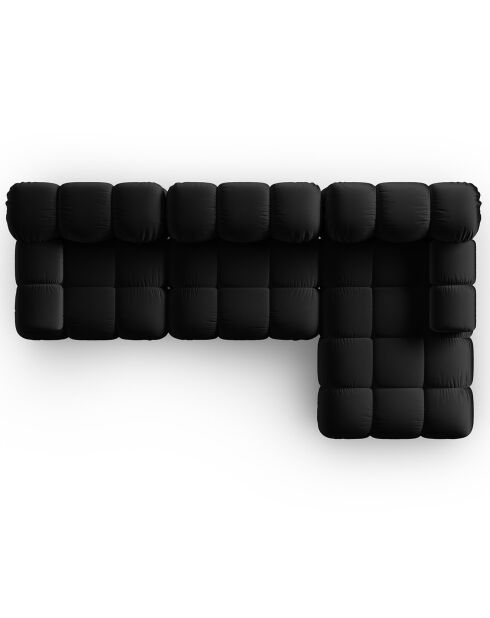 Canapé Modulable Droit en Velours Tropea 4 Places noir - 285x157x63 cm