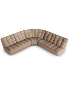 Canapé d'angle Modulable Symétrique en Cuir Véritable Moni 6 Places beige foncé - 284x284x91 cm