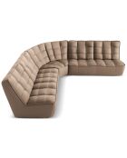 Canapé d'angle Modulable Symétrique en Cuir Véritable Moni 6 Places beige foncé - 284x284x91 cm