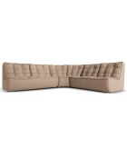 Canapé d'angle Modulable Symétrique en Cuir Véritable Moni 6 Places beige foncé - 284x284x91 cm