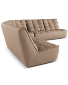 Canapé d'angle Modulable Symétrique en Cuir Véritable Moni 6 Places beige foncé - 284x284x91 cm