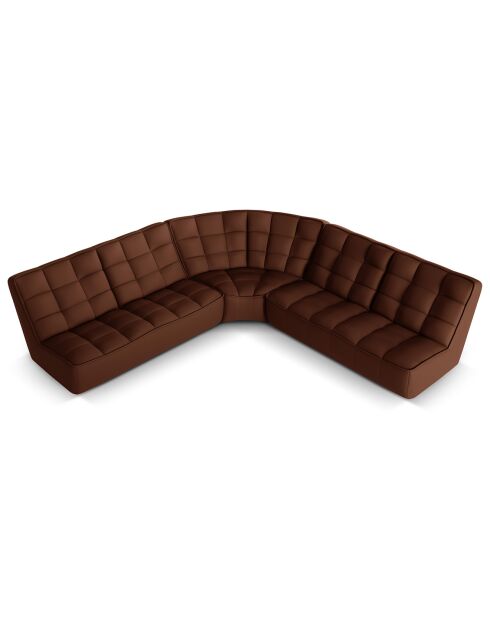 Canapé d'angle Modulable Symétrique en Cuir Véritable Moni 6 Places cognac - 284x284x91 cm