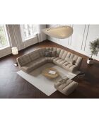 Canapé d'angle Modulable Symétrique en Cuir Véritable Moni 6 Places beige foncé - 284x284x91 cm
