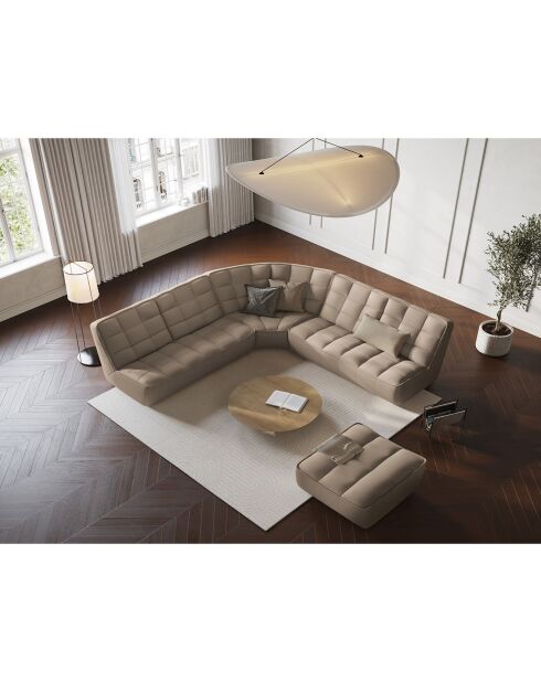 Canapé d'angle Modulable Symétrique en Cuir Véritable Moni 6 Places beige foncé - 284x284x91 cm