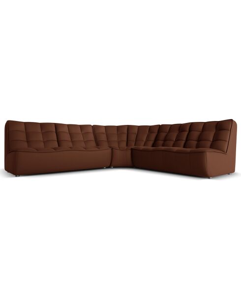 Canapé d'angle Modulable Symétrique en Cuir Véritable Moni 6 Places cognac - 284x284x91 cm