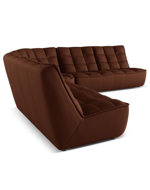 Canapé d'angle Modulable Symétrique en Cuir Véritable Moni 6 Places cognac - 284x284x91 cm