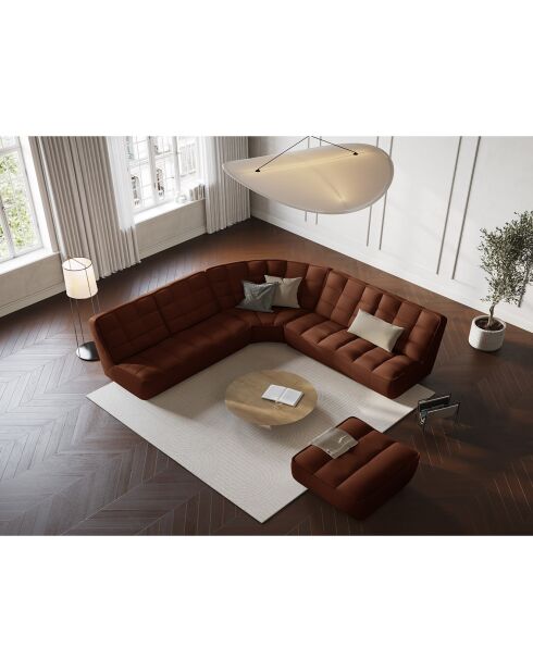 Canapé d'angle Modulable Symétrique en Cuir Véritable Moni 6 Places cognac - 284x284x91 cm