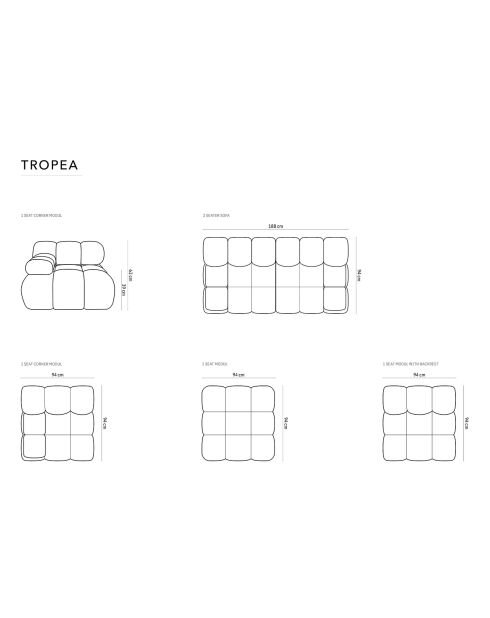 Canapé Modulable Velours Tropea 2 Places vert bouteille - 188x94x63 cm