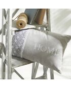 Coussin Chambray et Broderie Capucine gris - 30x50 cm