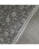 Coussin Chambray et Broderie Capucine gris - 30x50 cm