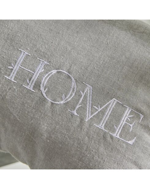 Coussin Chambray et Broderie Capucine gris - 30x50 cm