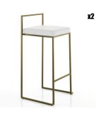 2 Tabourets de bar dodo gold blanc/doré - 41x41x77 cm
