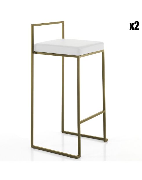 2 Tabourets de bar dodo gold blanc/doré - 41x41x77 cm