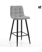 2 Tabourets de bar toffee home gris clair/noir mat - 91x44x50 cm