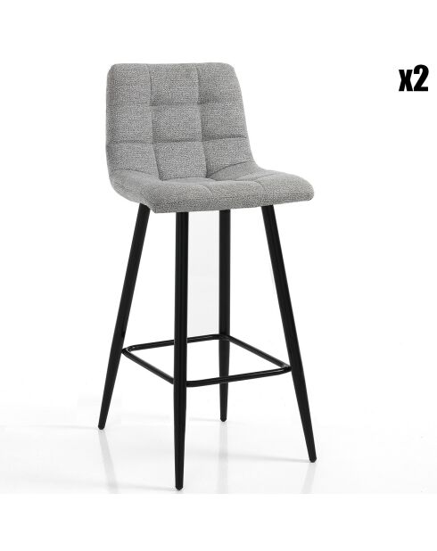 2 Tabourets de bar toffee home gris clair/noir mat - 91x44x50 cm