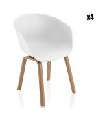 4 Chaises mork blanc mat/chêne - 75x52x57 cm