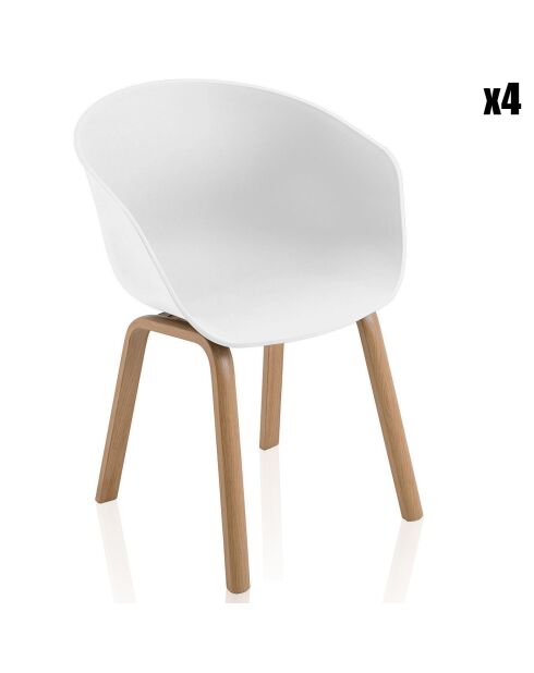 4 Chaises mork blanc mat/chêne - 75x52x57 cm