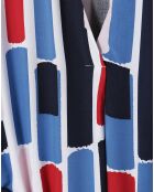 Blau/rot/weißes Awa-Kleid