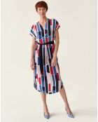 Blau/rot/weißes Awa-Kleid