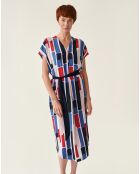 Blau/rot/weißes Awa-Kleid