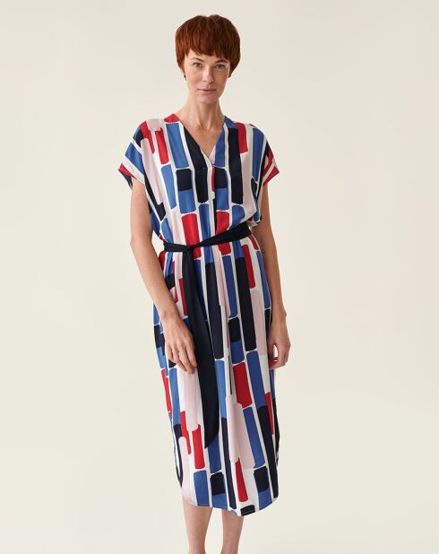 Blau/rot/weißes Awa-Kleid