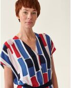 Blau/rot/weißes Awa-Kleid