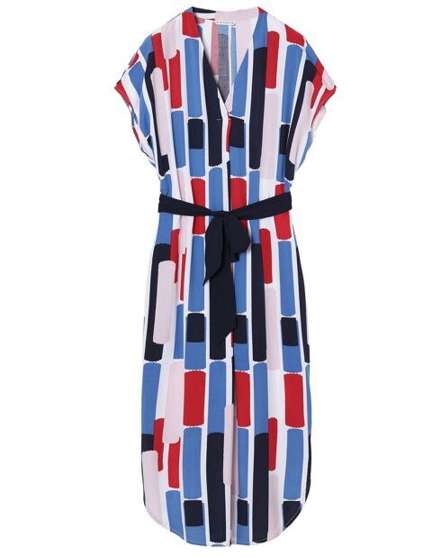 Blau/rot/weißes Awa-Kleid